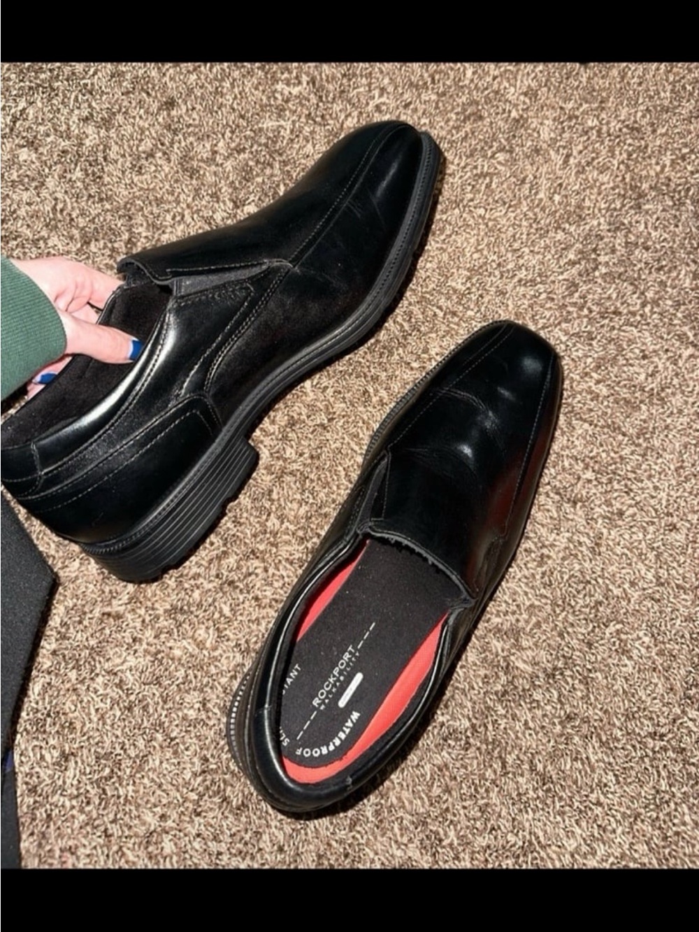 Rockport Adiprene by Adidas Men's Black Leather Loafers Slip-On Shoes Size 11